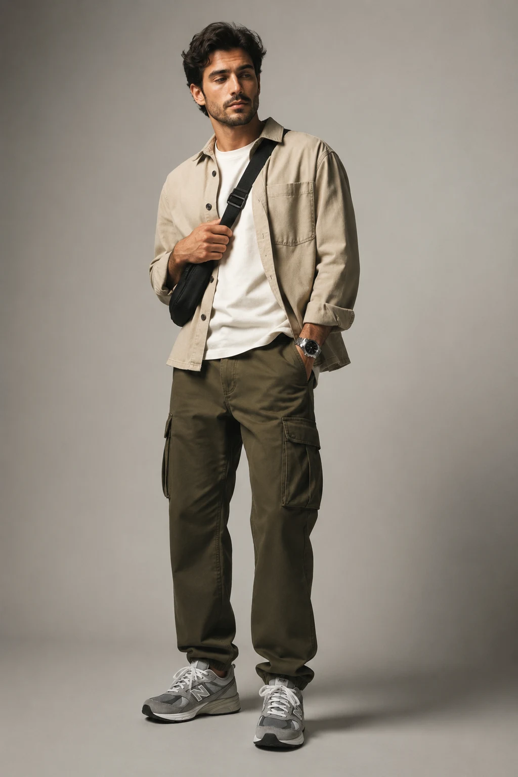 The Cargo Pants Weekend Uniform — new balance shoes mens style outfit, worn by a stylish man