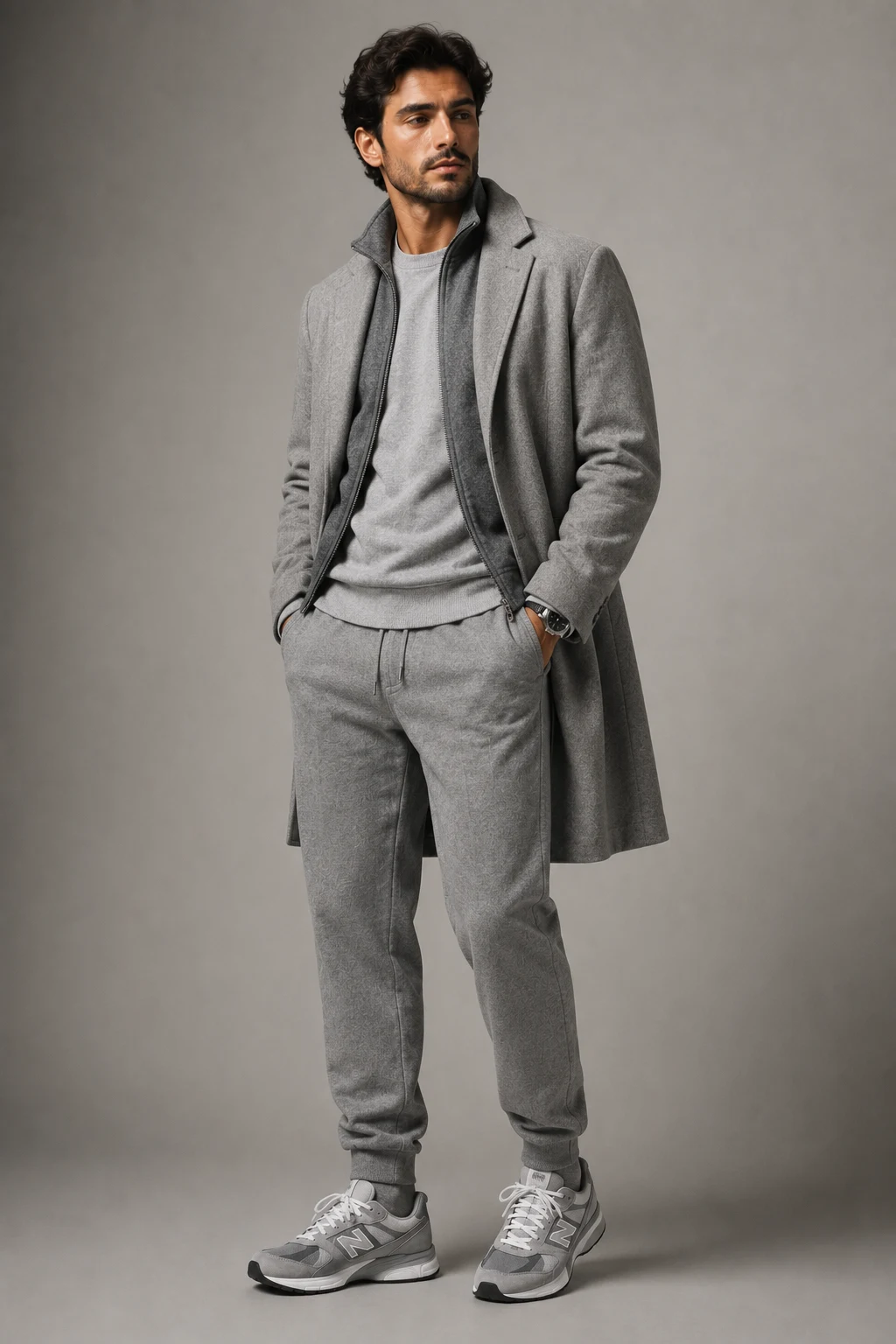 The Monochrome Grey Masterclass — new balance shoes mens style outfit, worn by a stylish man