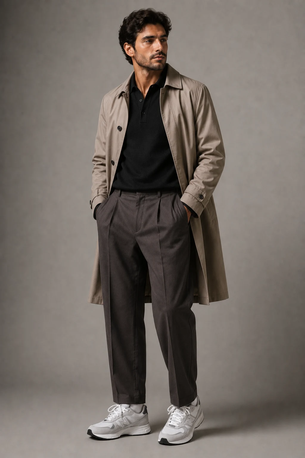 The Tailored Streetwear Statement — new balance shoes mens style outfit, worn by a stylish man
