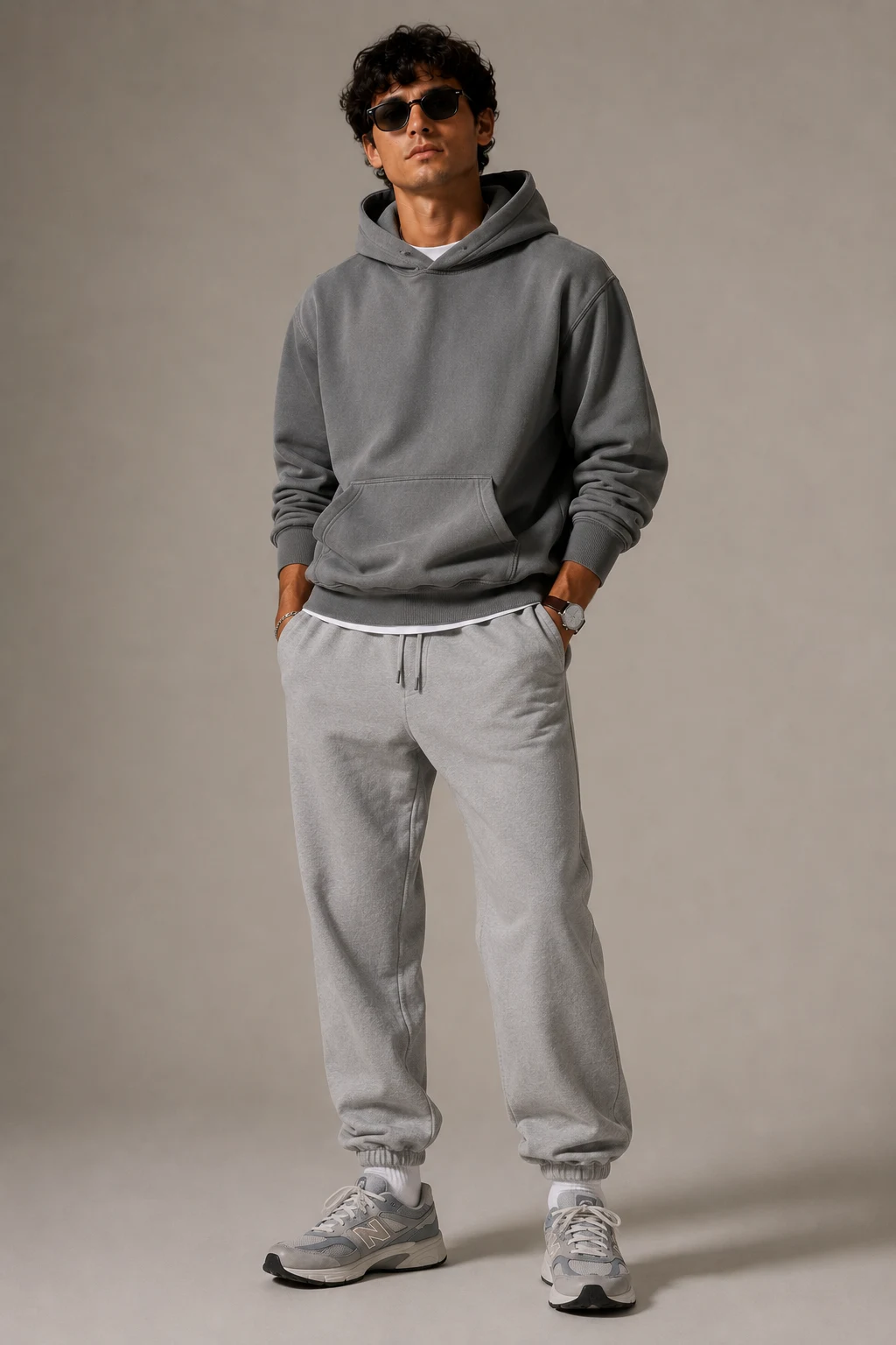 The Monochrome Grey Masterpiece — new balance shoes mens outfit aesthetic style outfit, worn by a stylish man