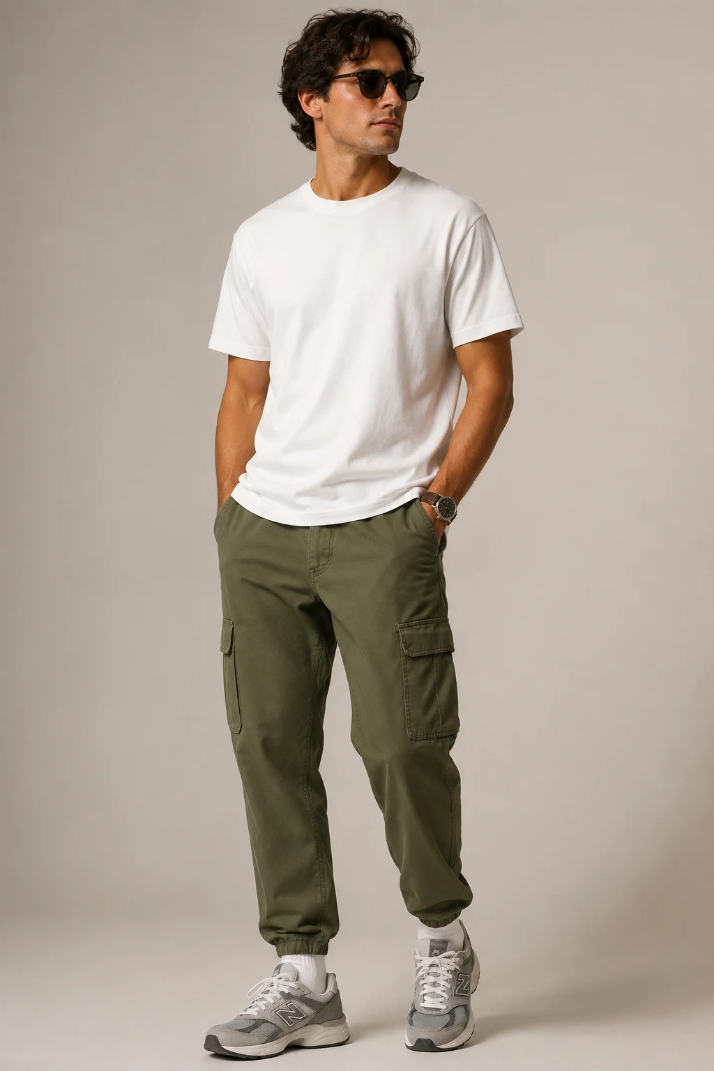 The Clean White Tee Combo That Never Misses — new balance shoes mens outfit casual style outfit, worn by a stylish man
