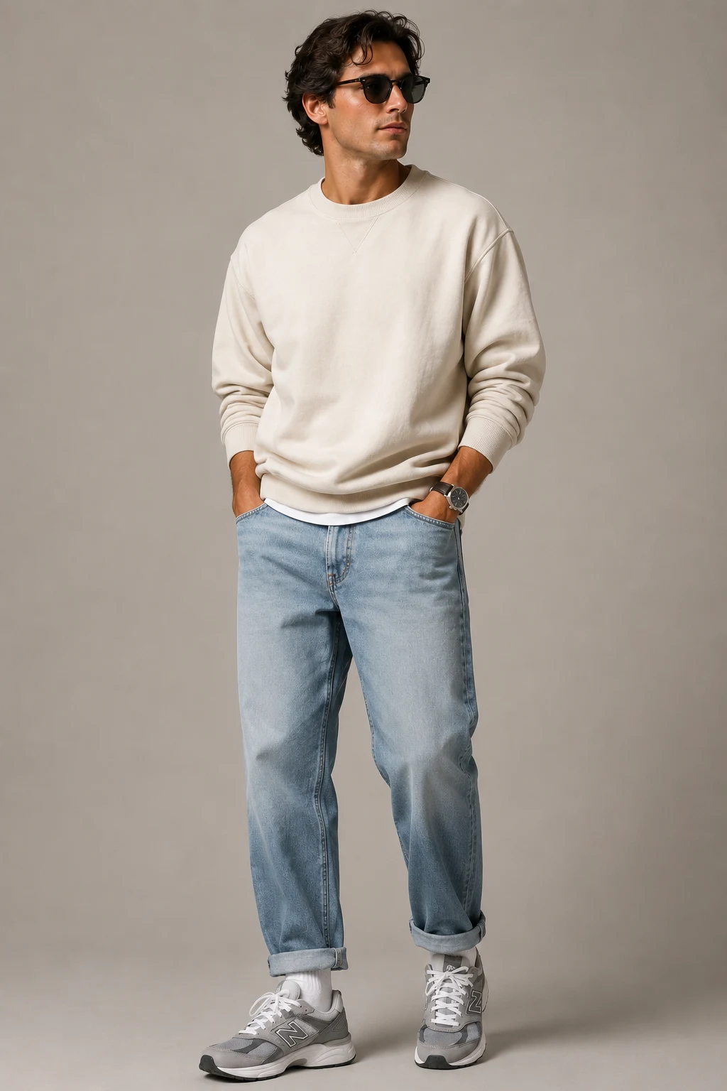 The Relaxed Denim Weekend Uniform — new balance shoes mens outfit casual style outfit, worn by a stylish man
