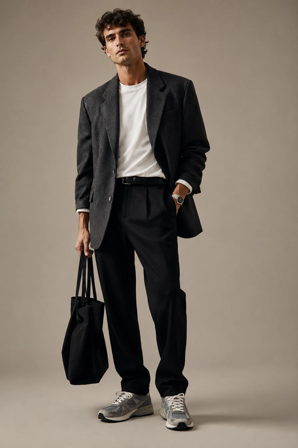 The Relaxed Blazer That Always Looks Effortlessly Sharp — new balance shoes mens outfit style outfit, worn by a stylish man