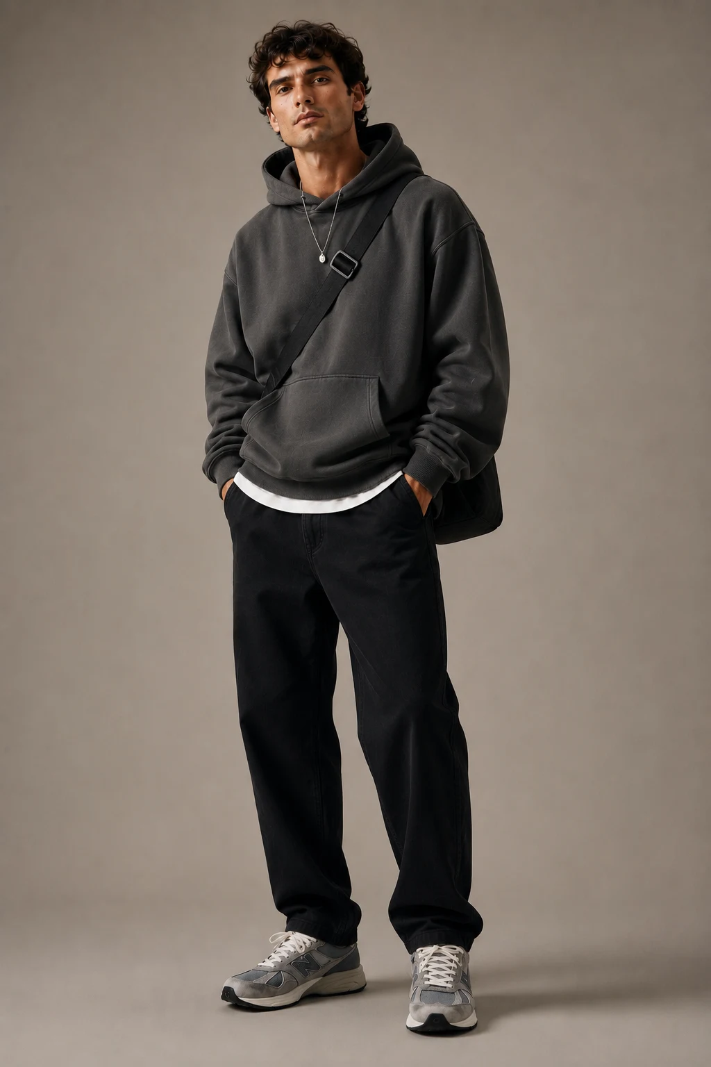 The Elevated Streetwear Hoodie That Never Tries Too Hard — new balance shoes mens outfit style outfit, worn by a stylish man