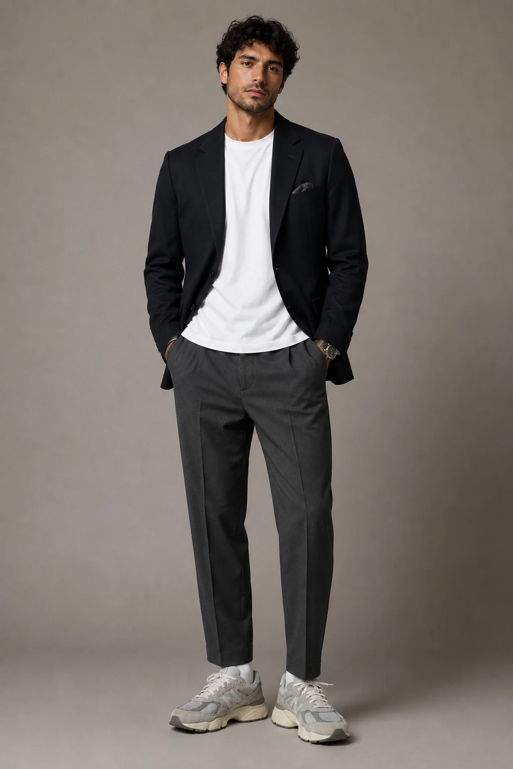 The Smart Casual Blazer Upgrade — outfits 9060 new balance men style outfit, worn by a stylish man