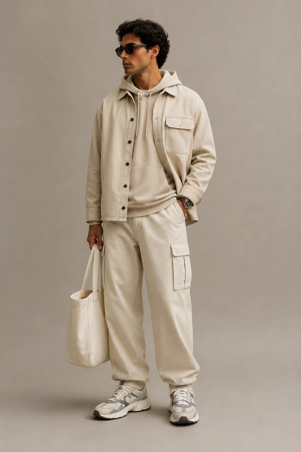 The Relaxed Neutral Layers Combo — outfits for men new balance 9060 style outfit, worn by a stylish man