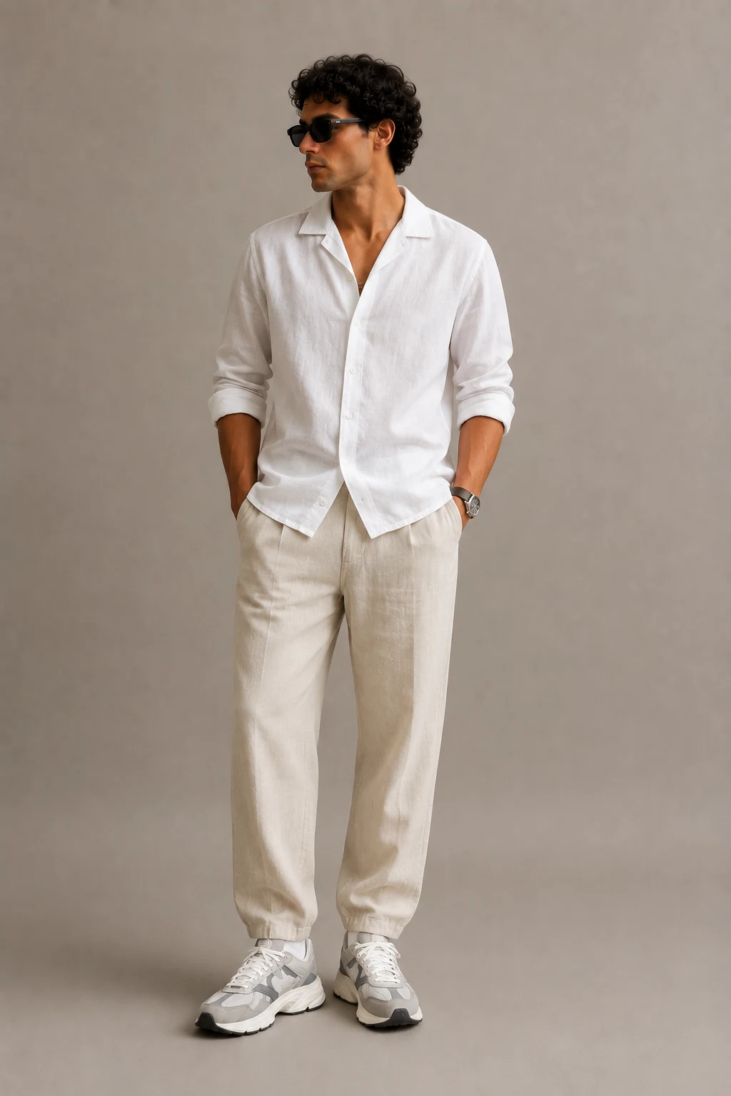 The Summer Linen Refresh — outfits for men new balance 9060 style outfit, worn by a stylish man