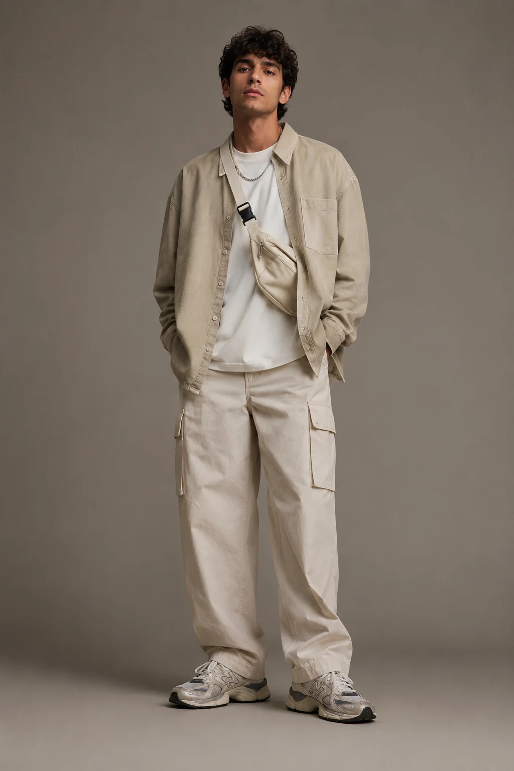 The Clean Neutral Streetwear Combo — outfits to wear with new balance 9060 men style outfit, worn by a stylish man