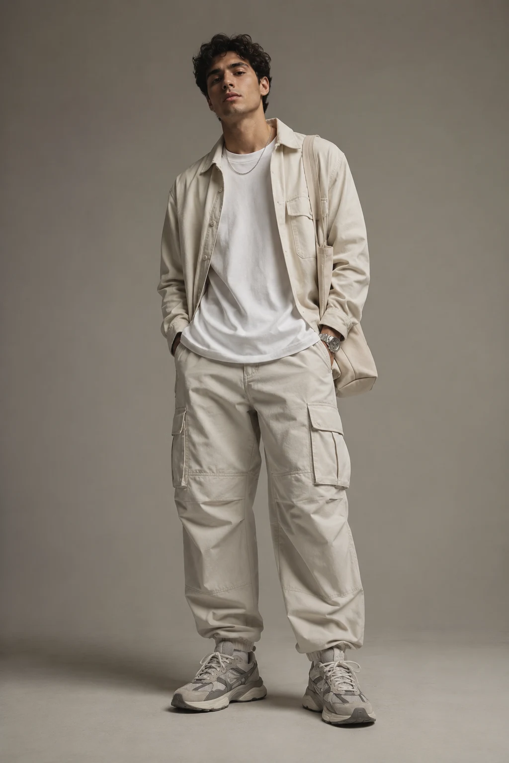 The Clean Neutral Streetwear Combo — outfits with new balance 9060 for men style outfit, worn by a stylish man