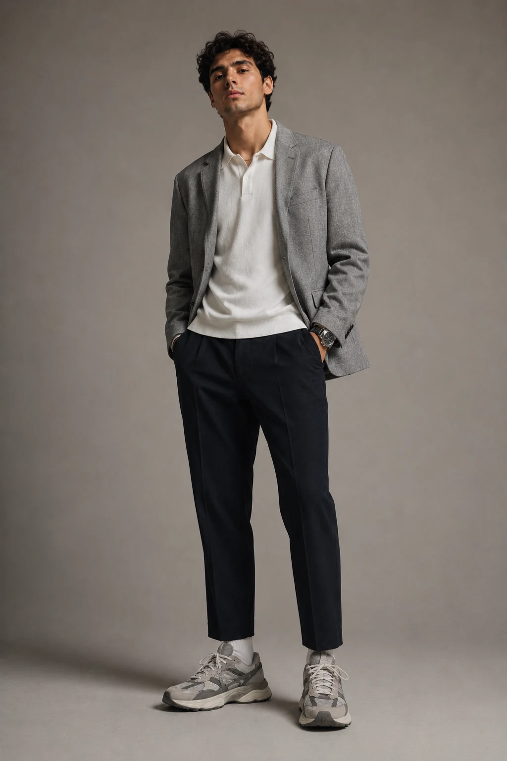 The Smart Casual Blazer Upgrade — outfits with new balance 9060 for men style outfit, worn by a stylish man