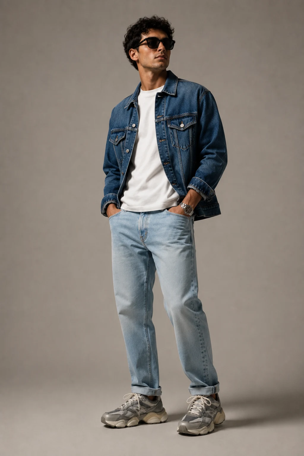 The Denim Jacket Layer That Always Feels Classic — outfits with new balance 9060 men style outfit, worn by a stylish man