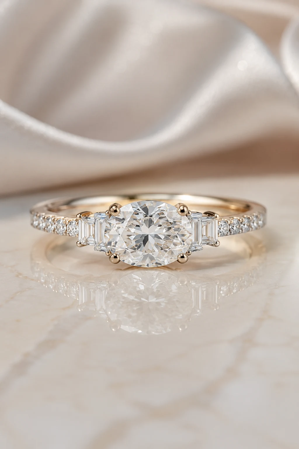 East-West Oval Wedding Rings with Modern Flair — oval wedding rings style outfit
