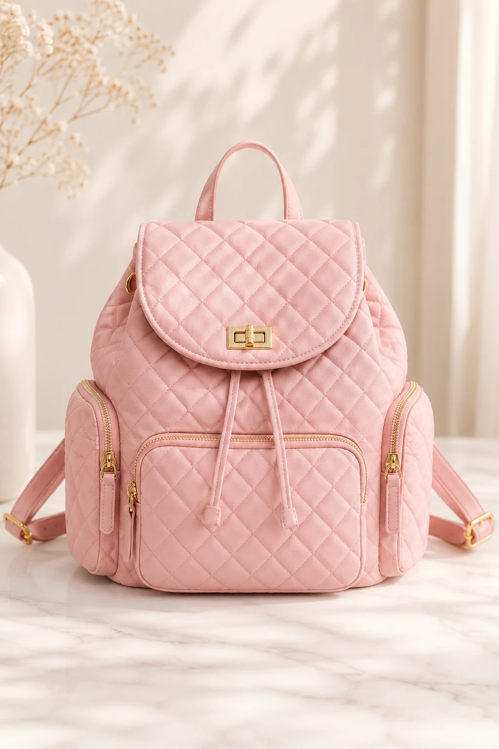 Quilted Pink Backpack for Luxe Fashion — pink backpack style outfit