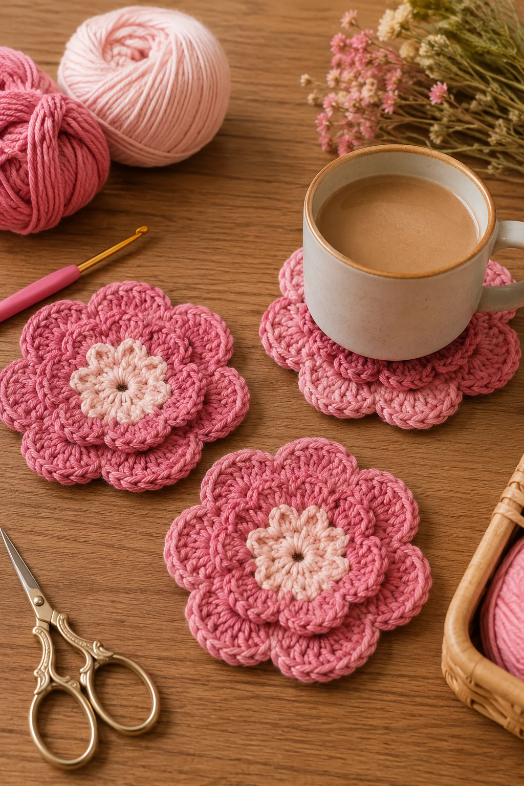 Pink Crochet Ideas for Flower Coasters — pink crochet ideas style outfit