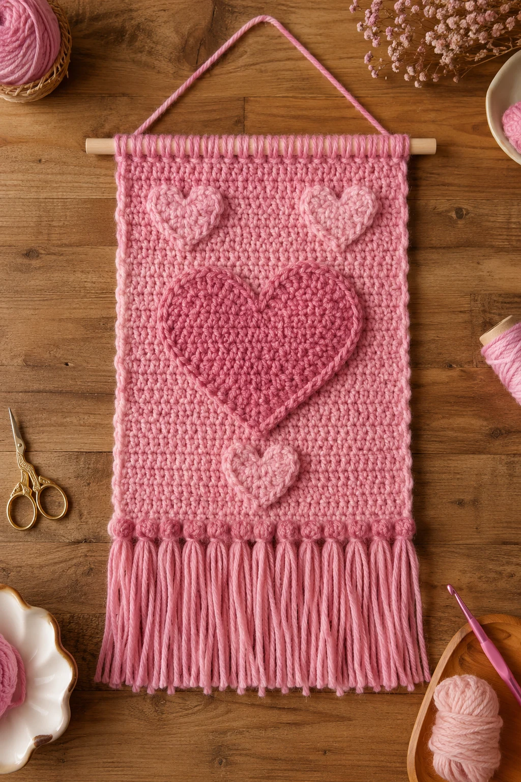 Romantic Pink Wall Hanging — pink crochet ideas style outfit