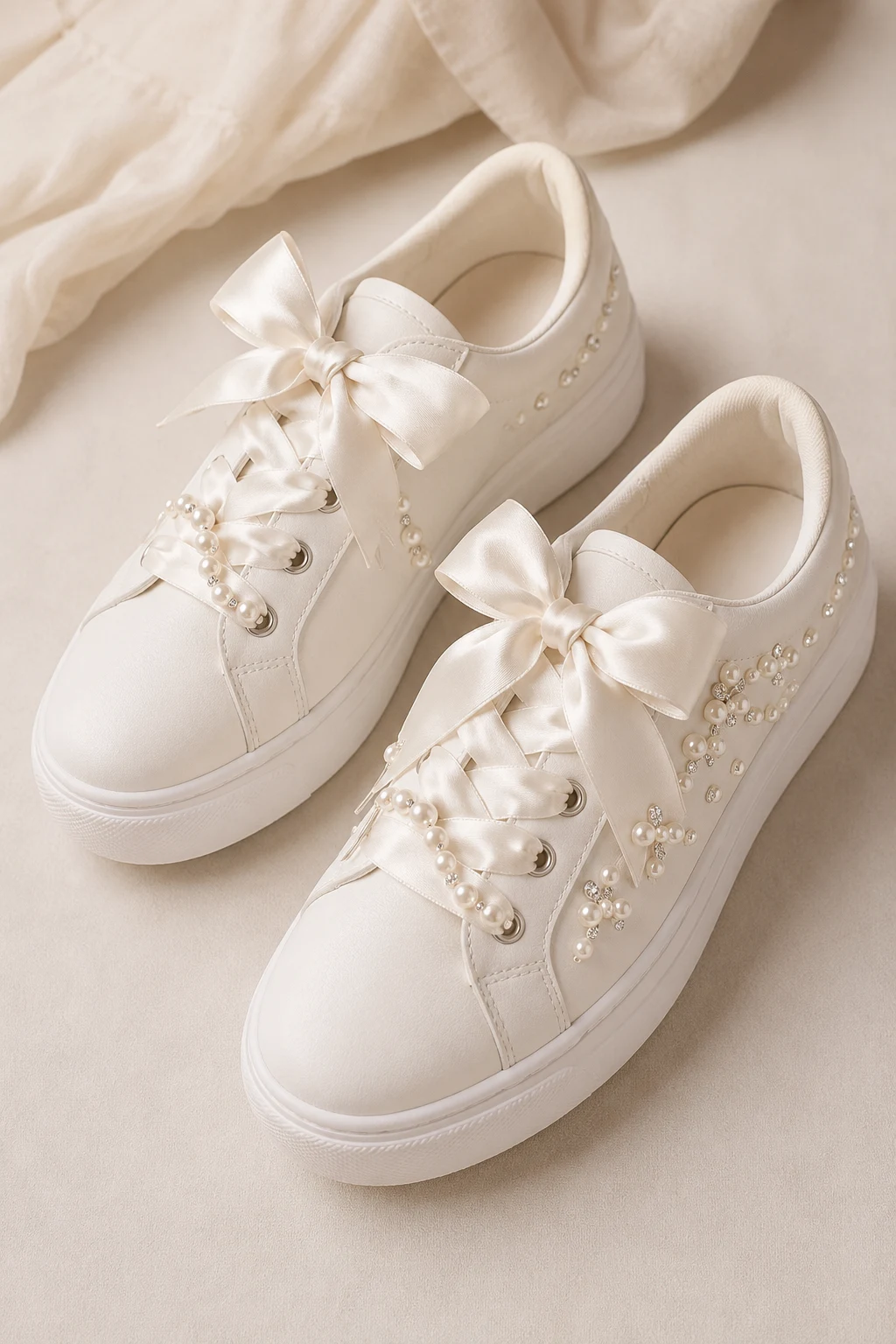 Pretty Sneakers with Pearl and Bow Details — pretty sneakers style outfit