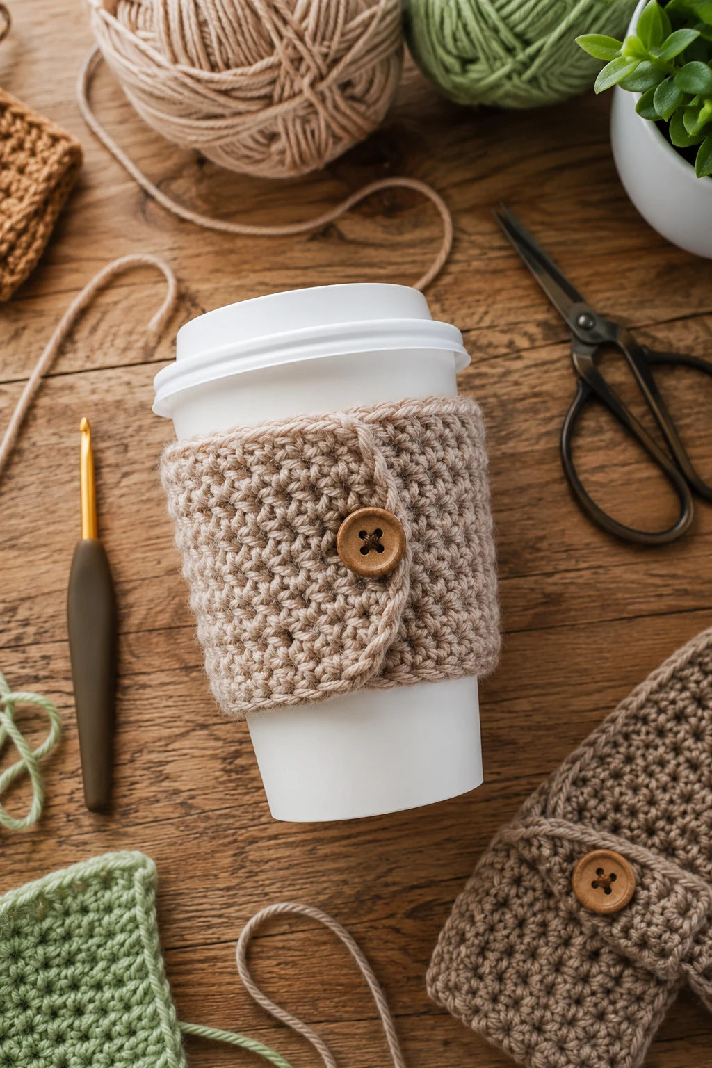 Cozy Coffee Cup Sleeve — simple crochet ideas style outfit