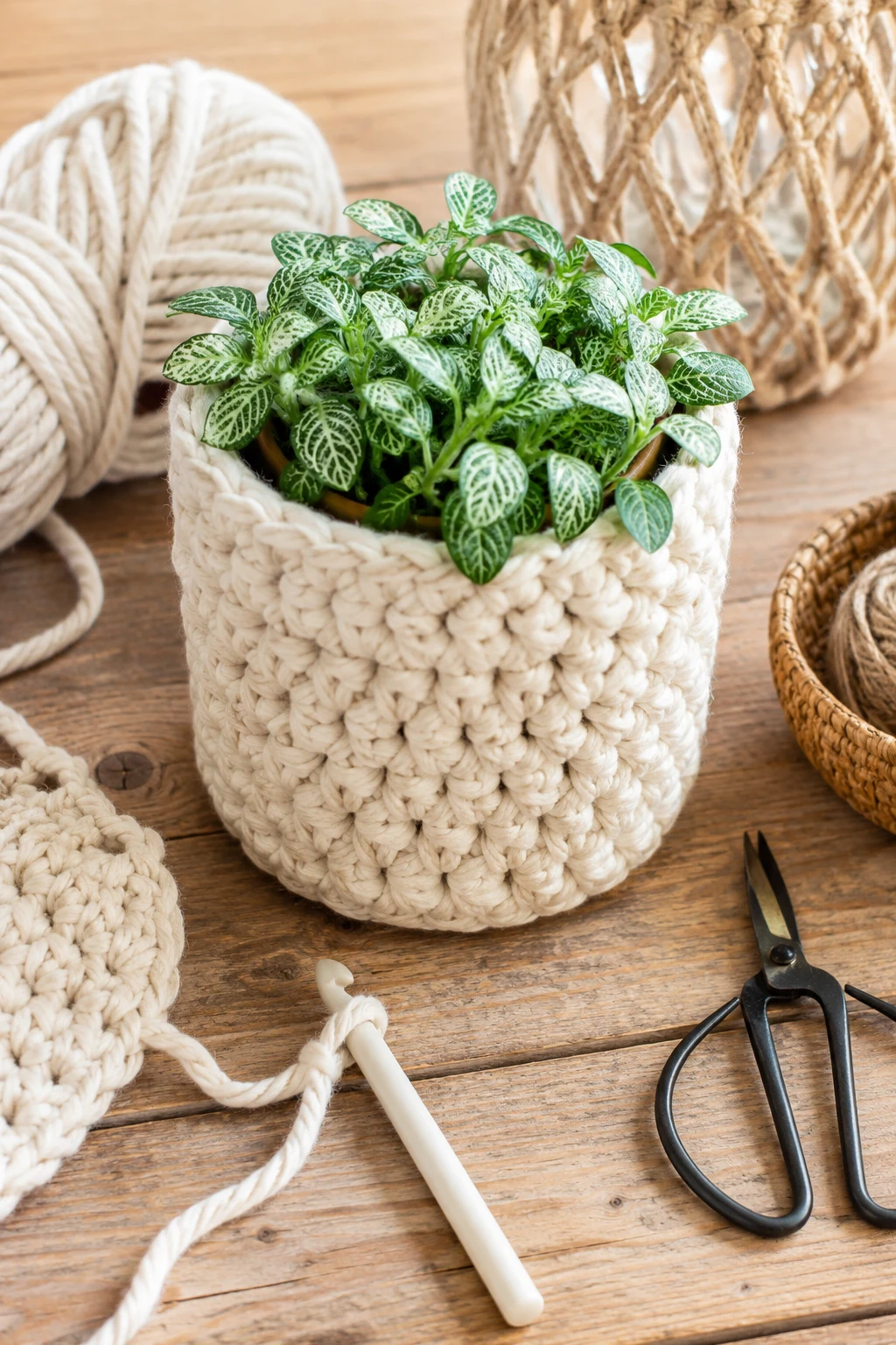 Chunky Plant Pot Cover — simple crochet ideas style outfit