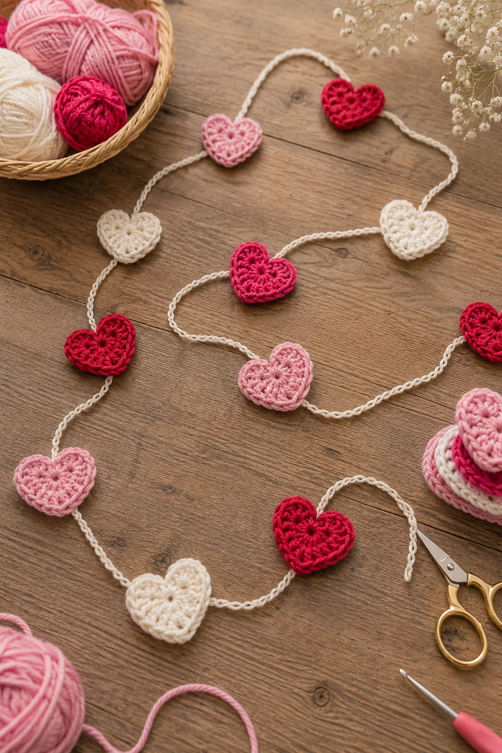 Mini Heart Garland — simple crochet ideas style outfit