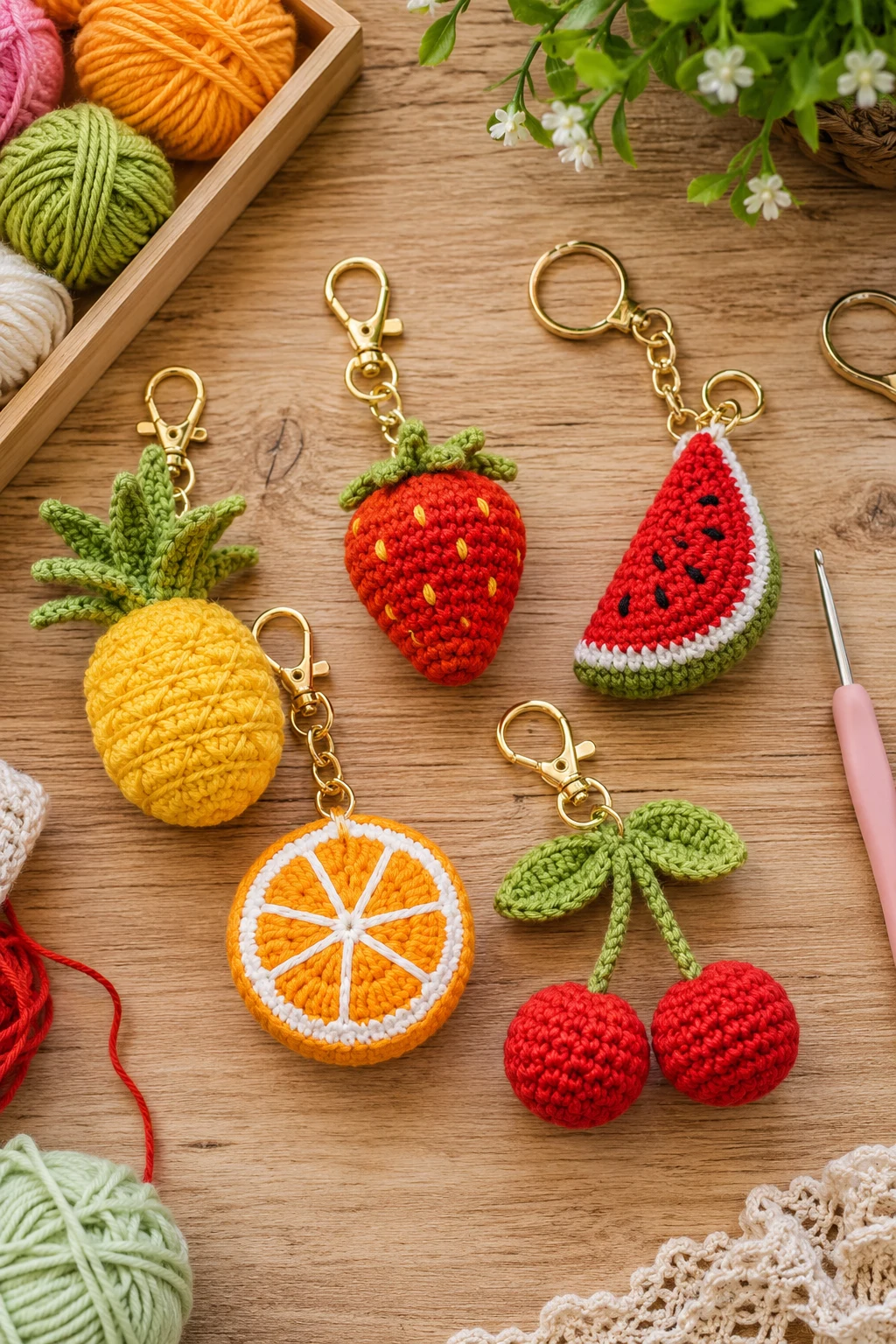 Fruity Bag Charms Bursting with Personality — small crochet ideas style outfit