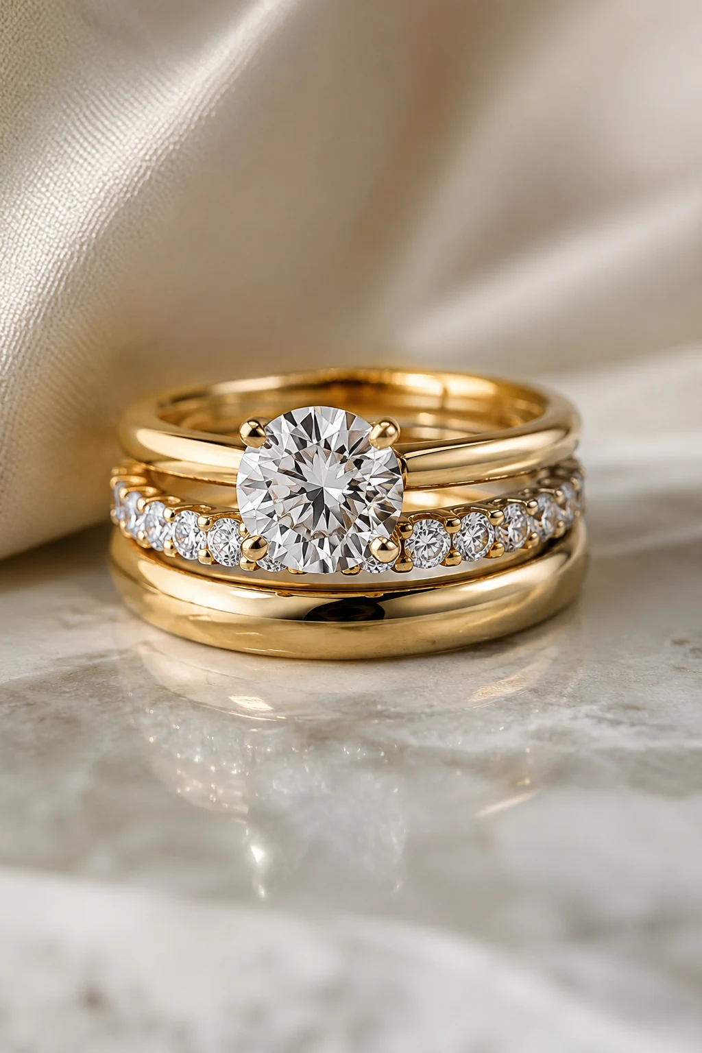 Classic Diamond Eternity Stacked Wedding Rings — stacked wedding rings style outfit