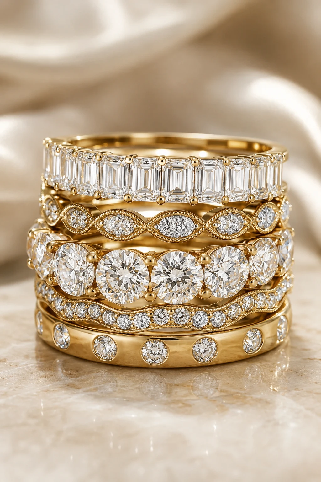 Bold Statement Stacked Wedding Rings — stacked wedding rings style outfit