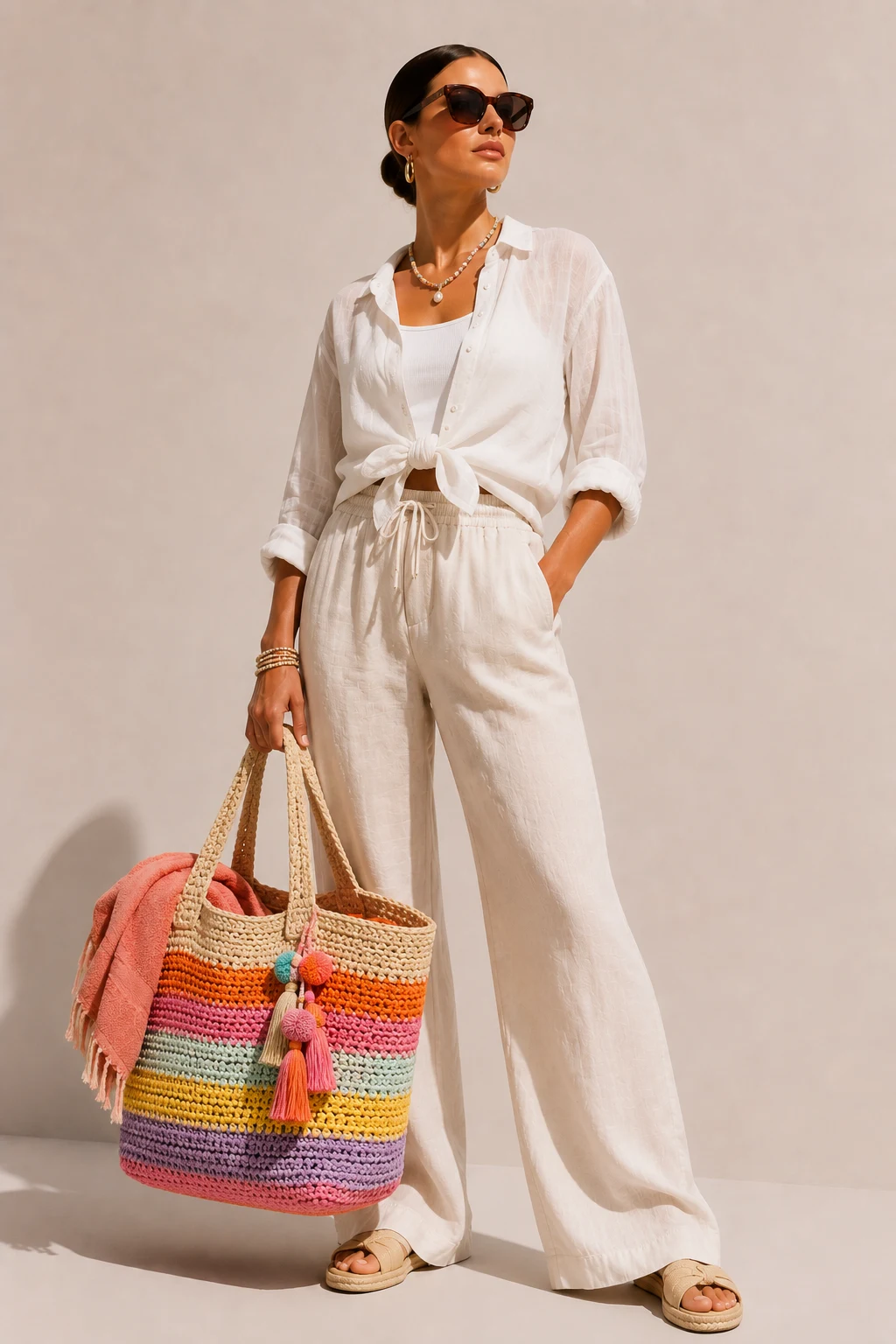 The Colorful Crochet Beach Tote That Feels Handmade — summer beach bag gift ideas style outfit