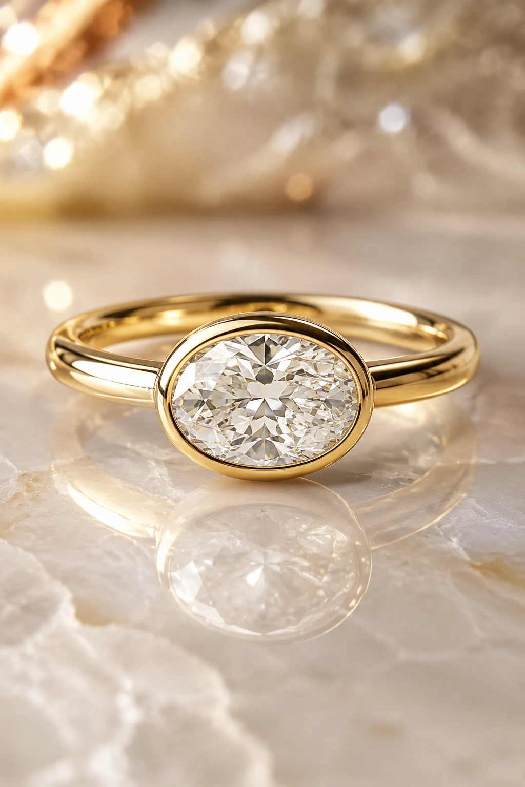 East-West Oval Unique Bezel Engagement Rings — unique bezel engagement rings style outfit