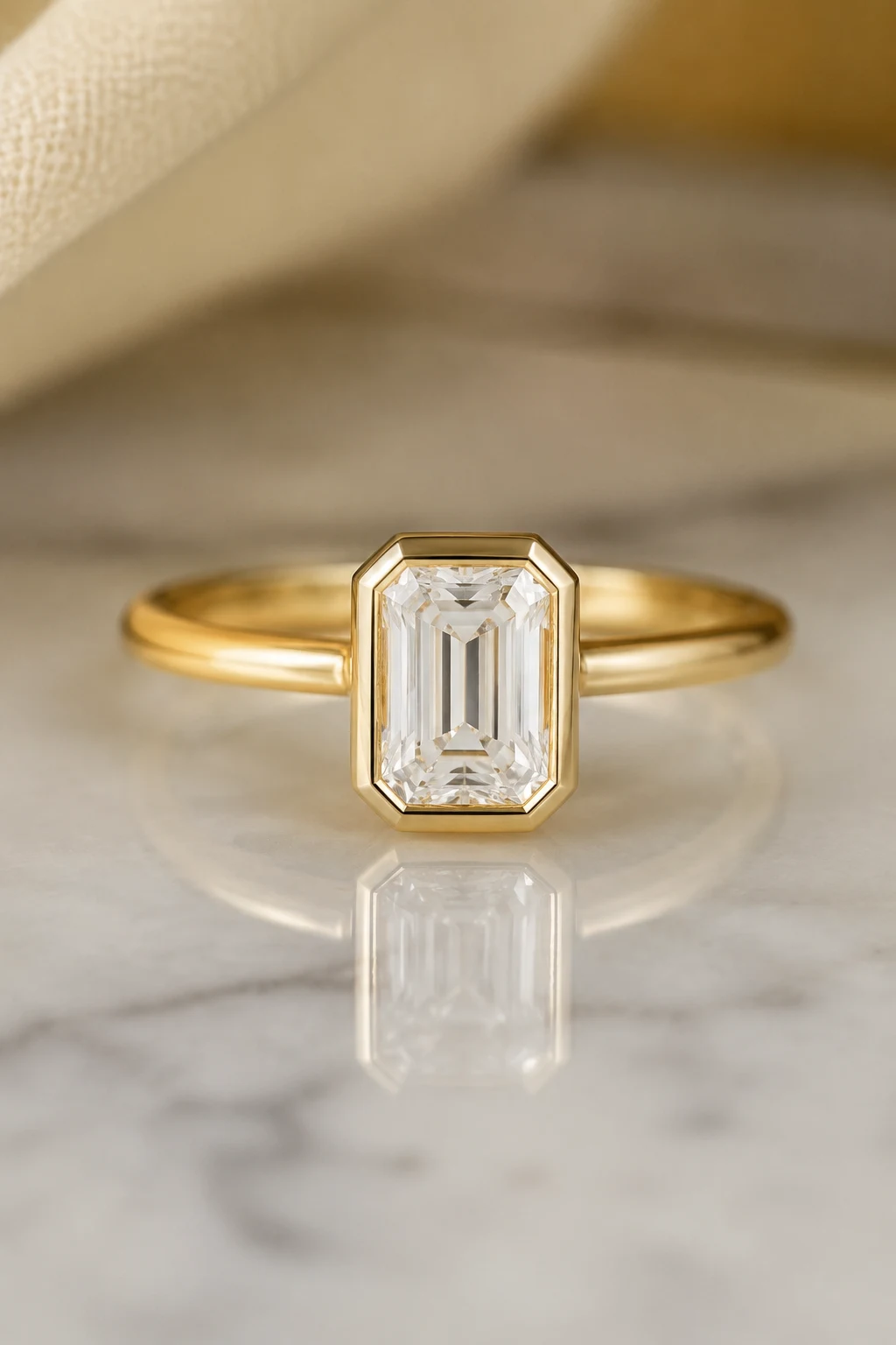 Emerald-Cut Minimalist Unique Bezel Engagement Rings — unique bezel engagement rings style outfit