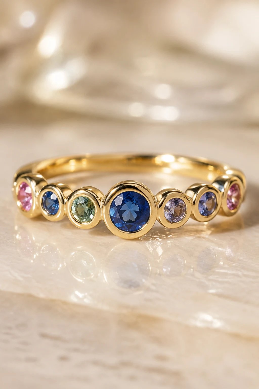 Colorful Sapphire Bezel Rings — unique bezel engagement rings style outfit