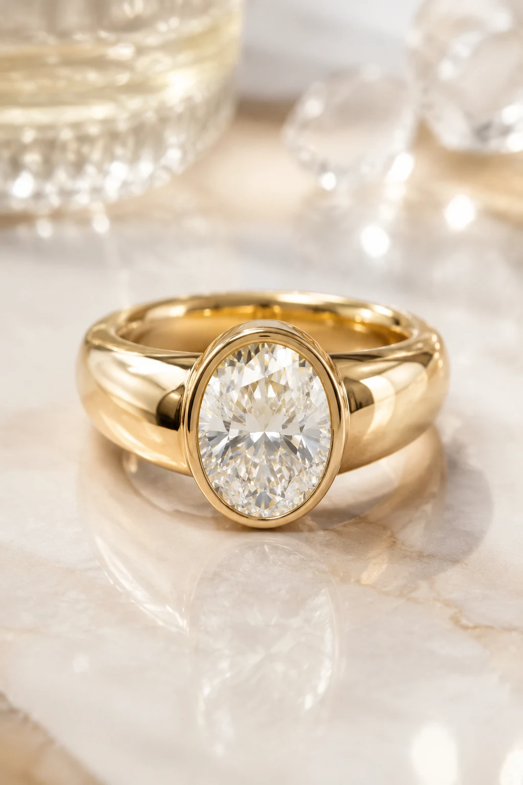 Chunky Gold Statement Unique Bezel Engagement Rings — unique bezel engagement rings style outfit