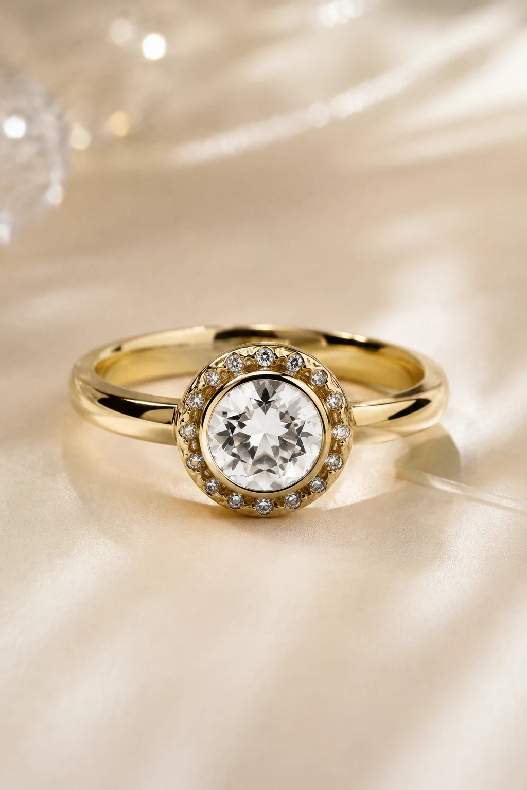 Hidden Halo Bezel Designs — unique bezel engagement rings style outfit