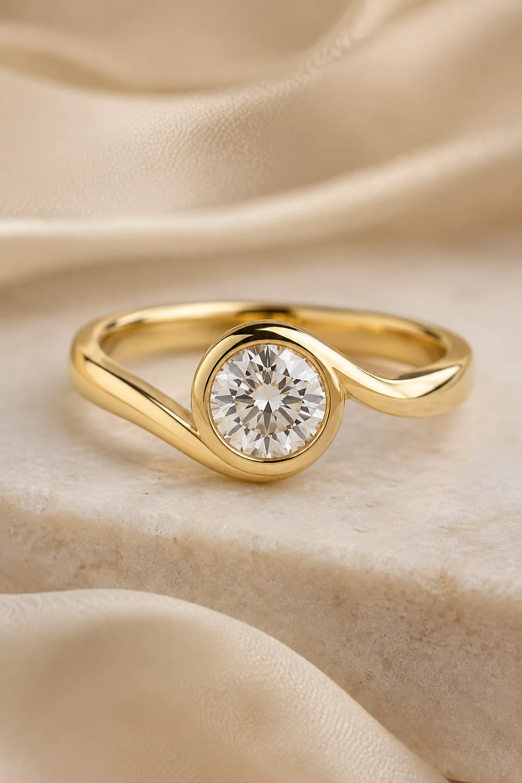 Bezel Solitaire with a Twist — unique bezel engagement rings style outfit