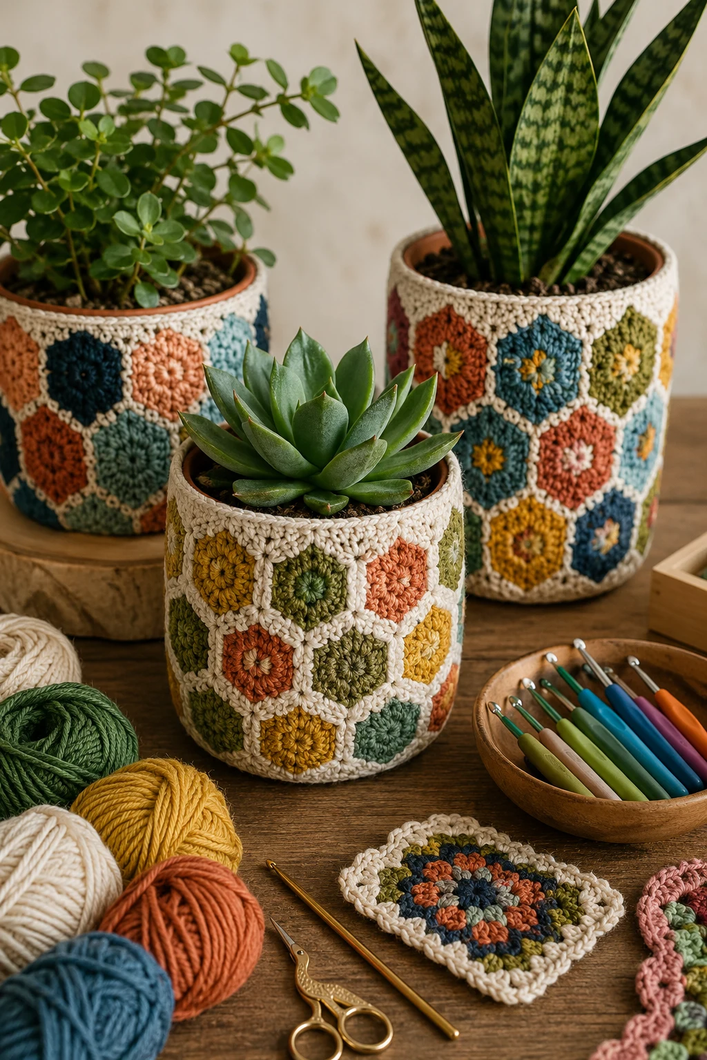 Mosaic Crochet Plant Pot Covers with Unique Crochet Ideas — unique crochet ideas style outfit