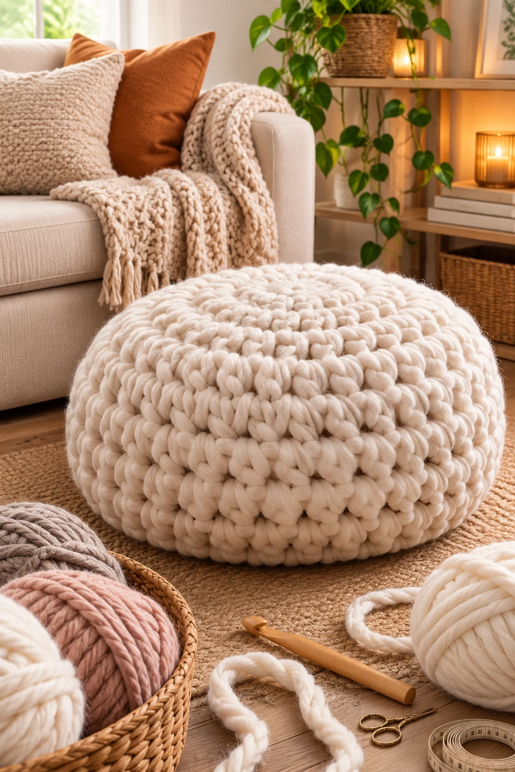 Giant Floor Pouf Using Jumbo Yarn — unique crochet ideas style outfit