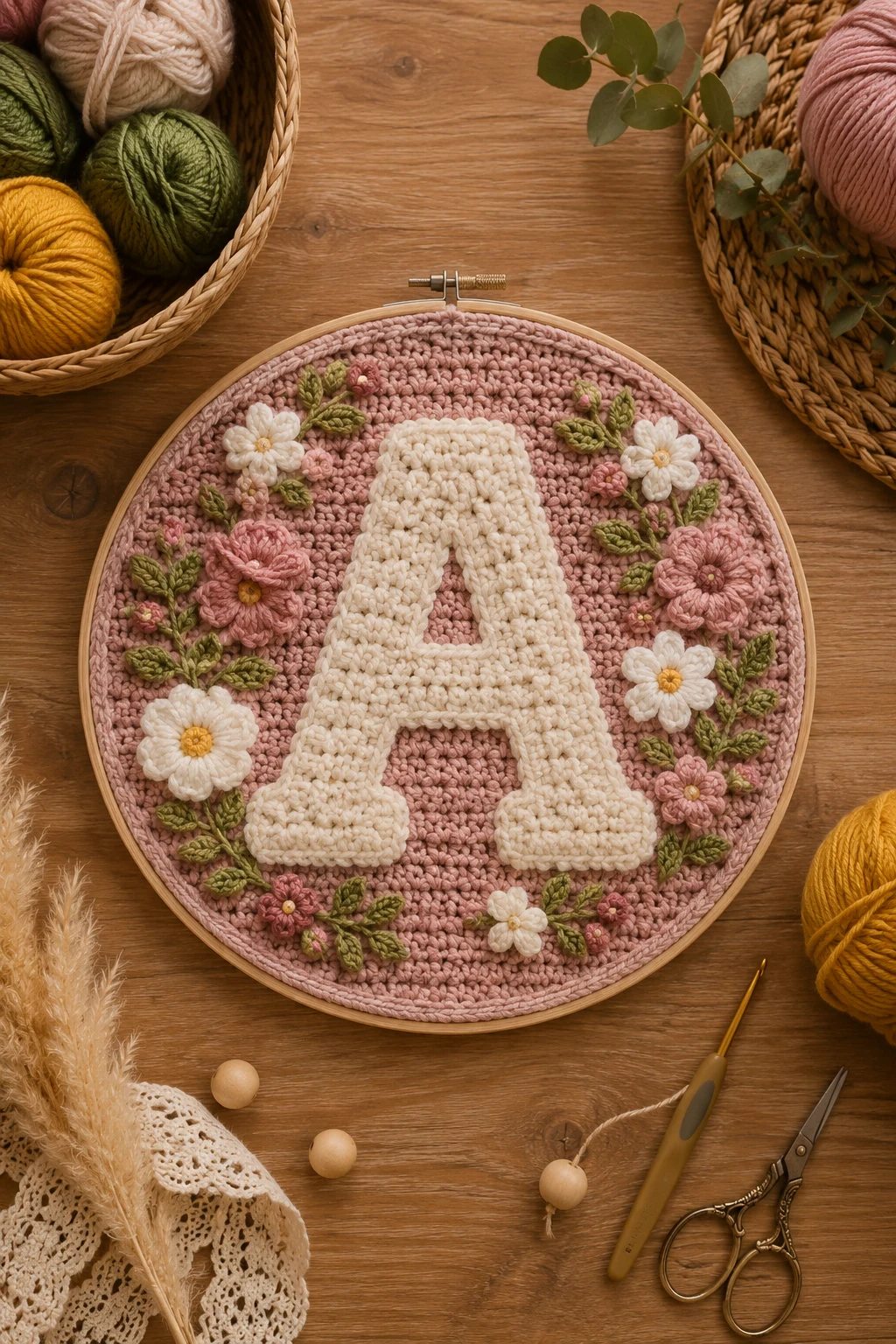 Personalized Crochet Initial Wall Art — unique crochet ideas style outfit