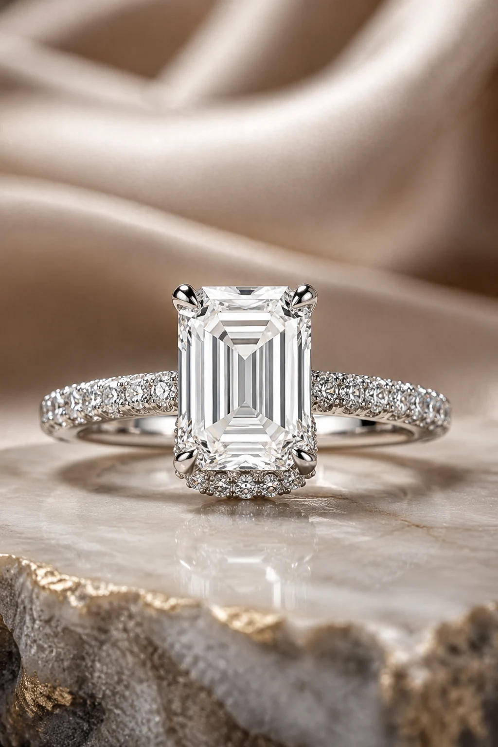 Hidden Halo Unique Emerald Cut Engagement Rings — unique emerald cut engagement rings style outfit