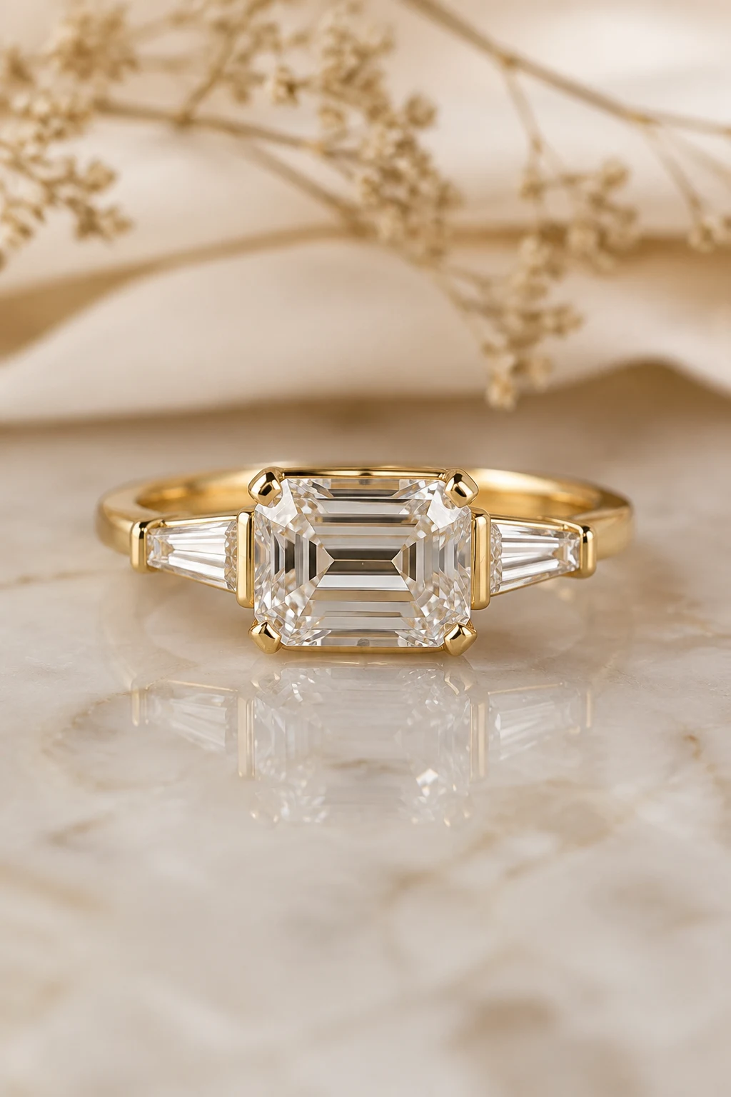 East-West Unique Emerald Cut Engagement Rings — unique emerald cut engagement rings style outfit