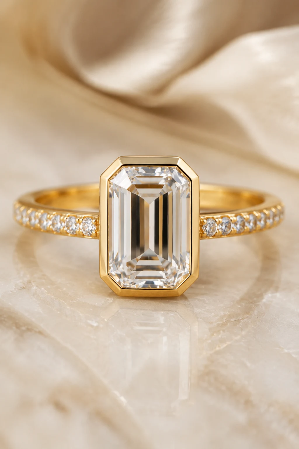 Bezel-Set Unique Emerald Cut Engagement Rings — unique emerald cut engagement rings style outfit