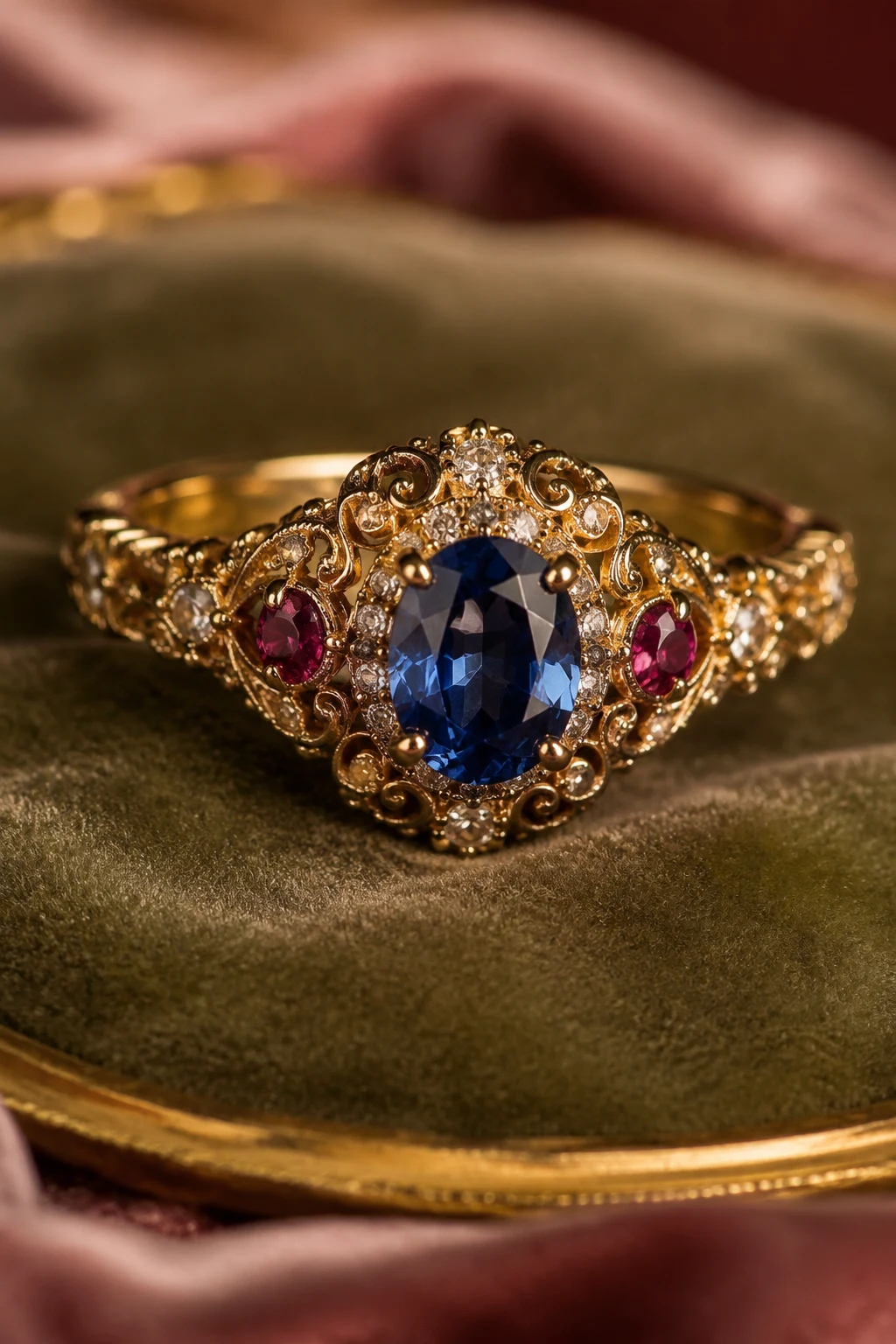 Victorian Romance with Colored Gemstones — unique engagement rings vintage antiques style outfit