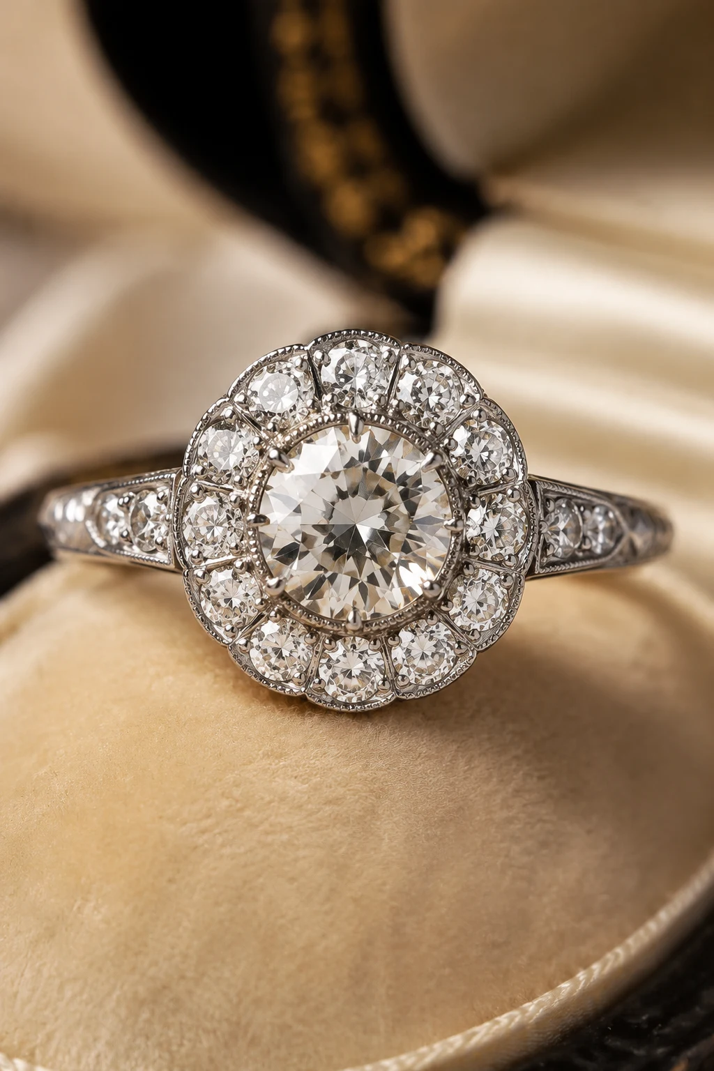 Rare Antique Halo Rings with Old European Diamonds — unique engagement rings vintage antiques style outfit