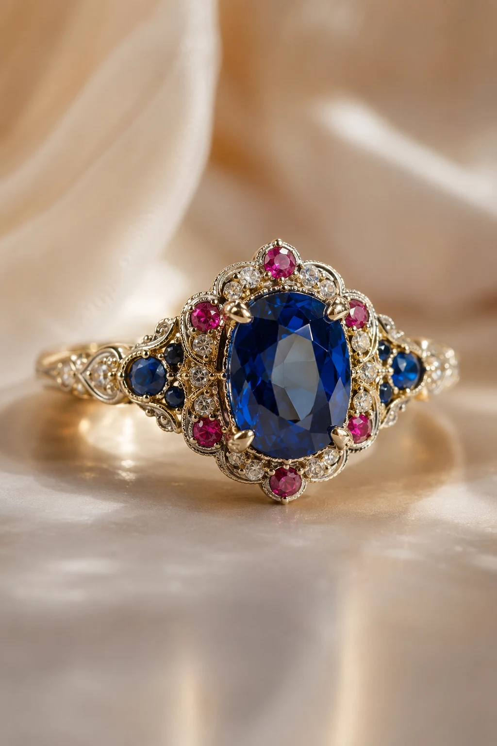 Colorful Sapphire Statements with Vintage Personality — unique engagement rings vintage style outfit