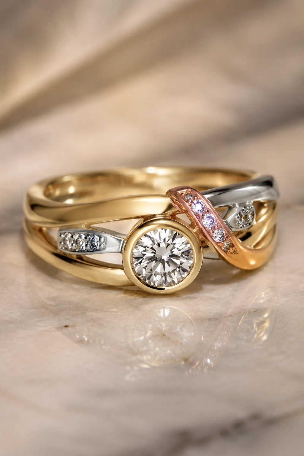 Mixed-Metal Modern Masterpieces — unique wedding rings engagement style outfit