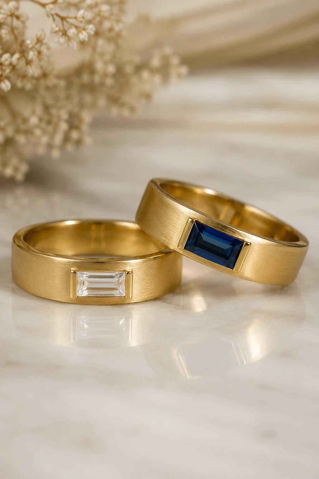 East-West Gemstone Wedding Bands — unique wedding rings style outfit