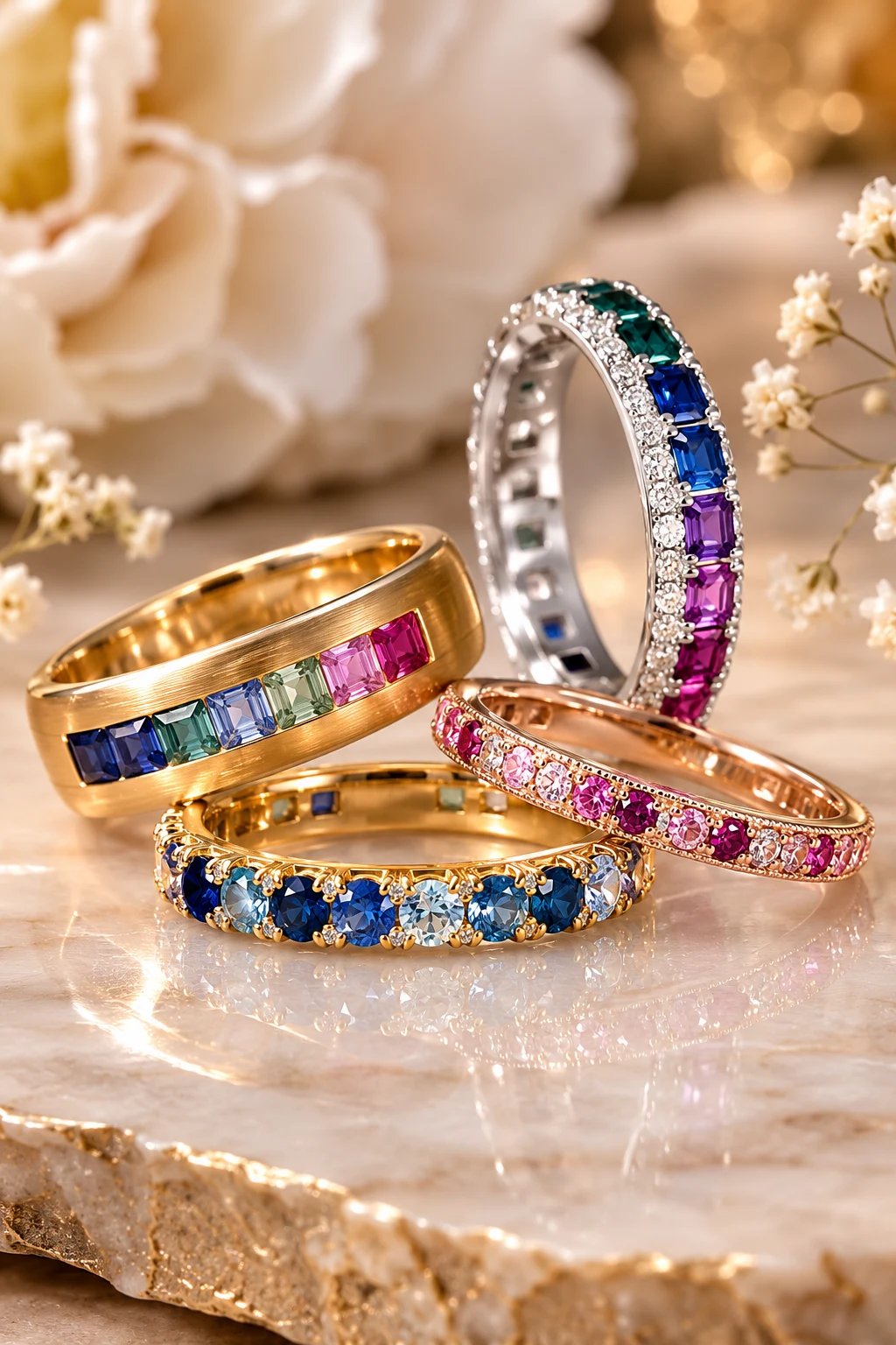 Colored Sapphire Wedding Bands — unique wedding rings style outfit