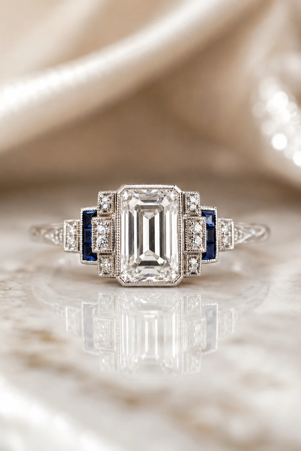 Emerald-Cut Art Deco Glamour — vintage engagement rings unique 1920s style outfit