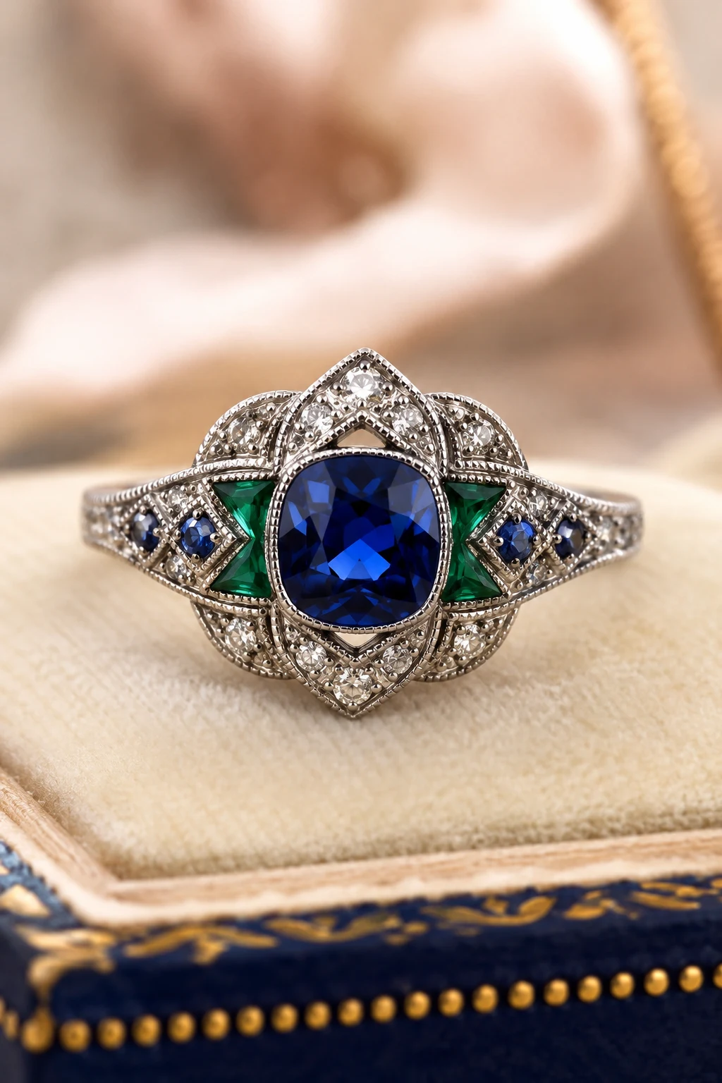 Colorful Gemstone Centerpieces — vintage engagement rings unique 1920s style outfit