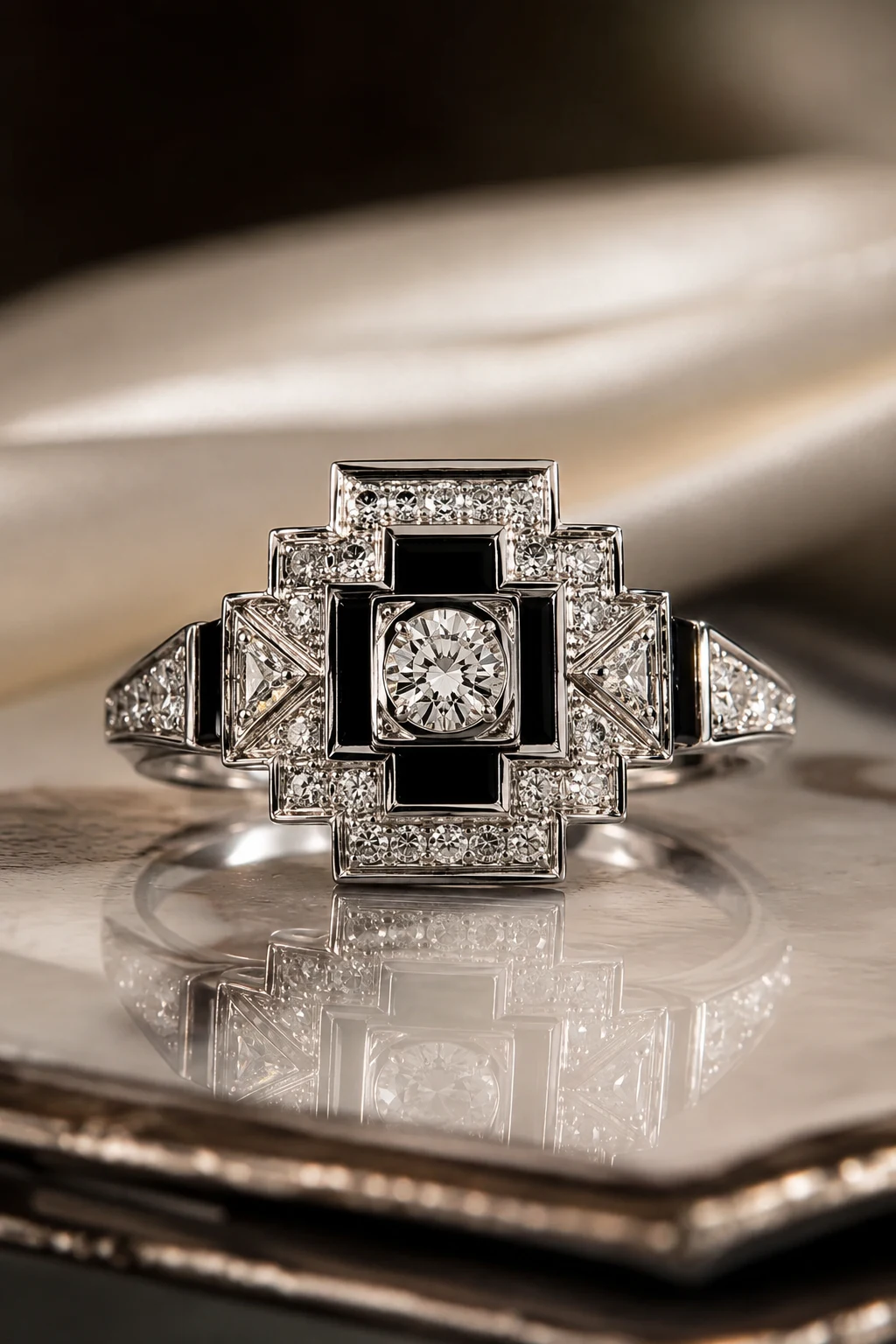 Art Deco Diamond Geometry — vintage wedding rings style outfit