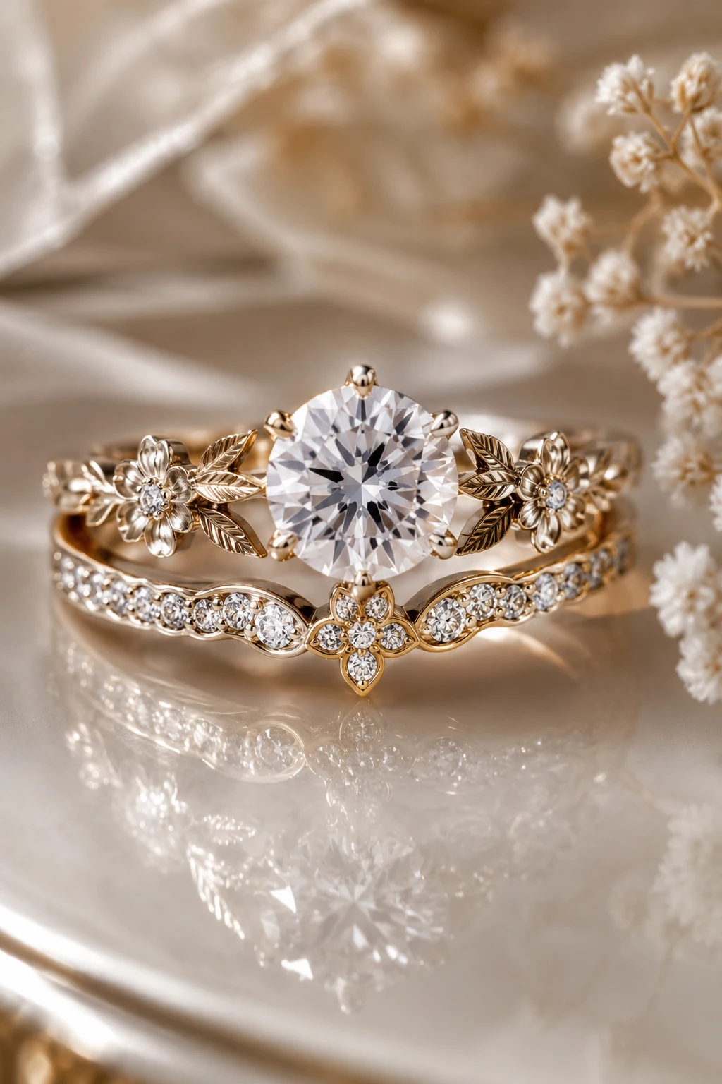 Victorian Romance with Floral Details — vintage wedding rings style outfit