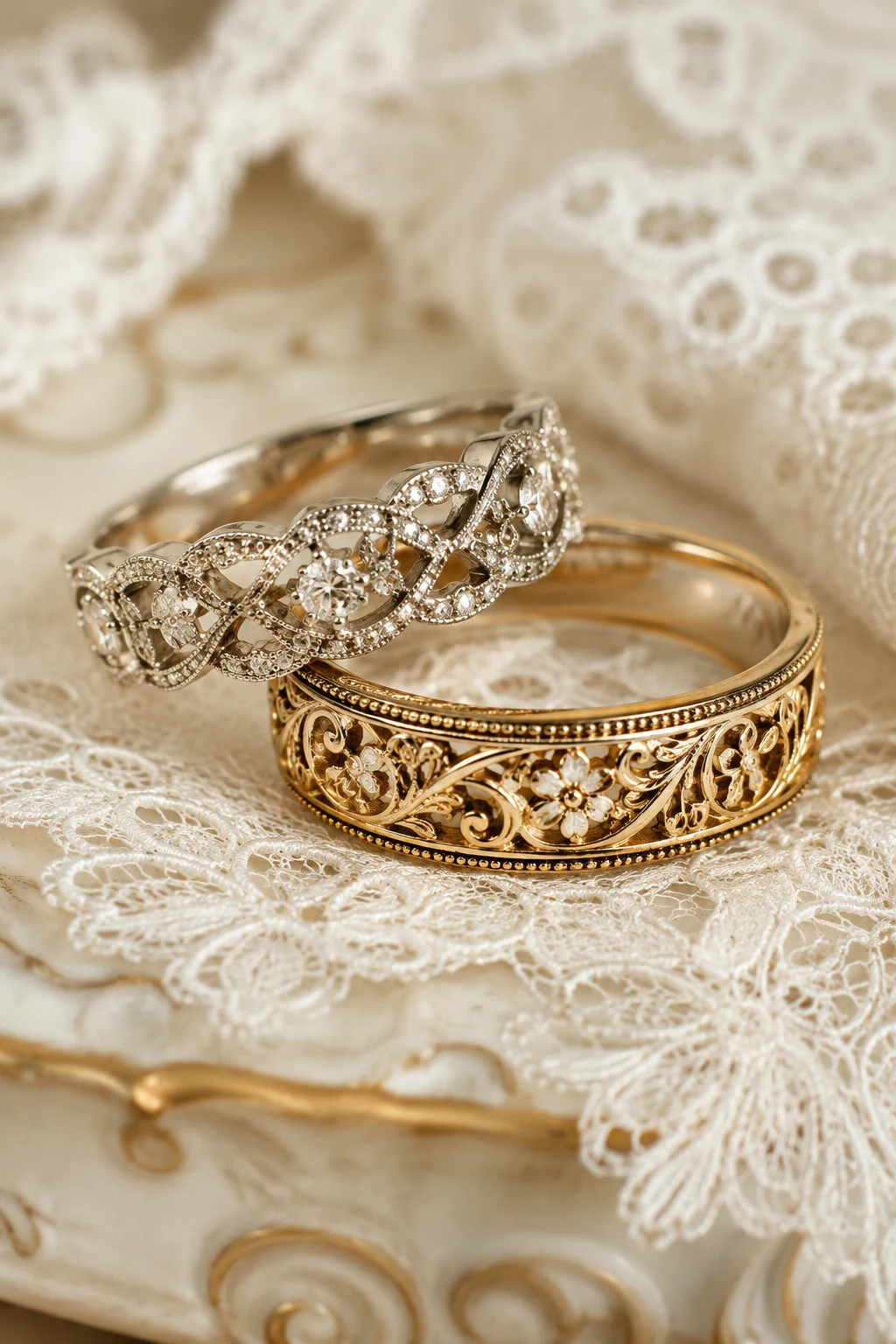 Edwardian Lace-Inspired Vintage Wedding Rings — vintage wedding rings style outfit